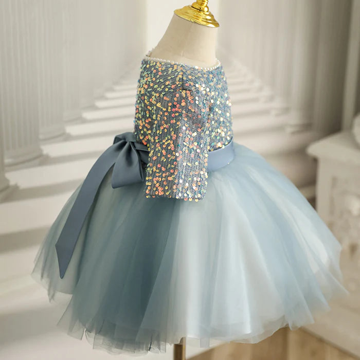 BABY GIRL PRINCESS DRESS TODDLER SUMMER SEQUINS FLOWERS PUFFY BIRTHDAY PARTY DRESSES