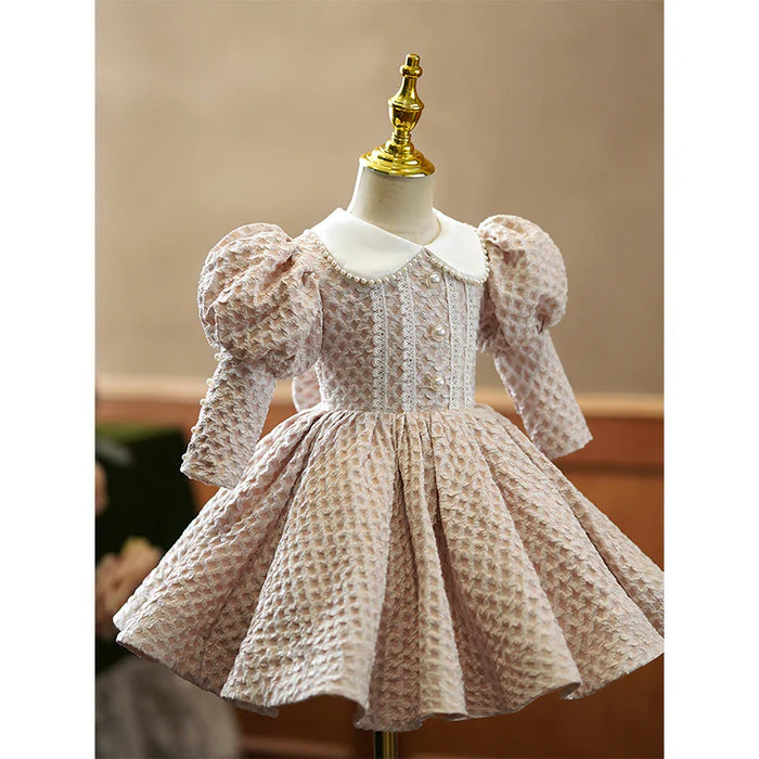 TODDLER BALL GOWNS GIRL PRINCESS DRESS AUTUMN DOLL COLLAR PUFFY WAFFLE PARTY DRESS