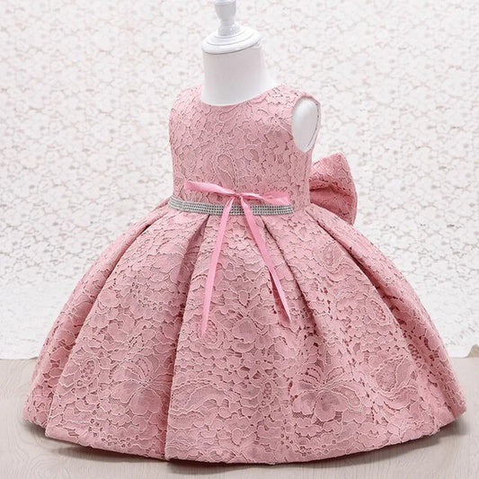 6 To 24 Month Elegant Soft Printing SleevelesAs Skirt Newborn Girl Baby Lace Princess Party Dress