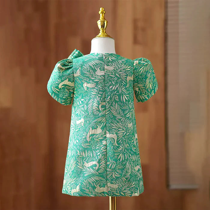 CUTE BABY GIRL GREEN FLOWER GIRLS DRESS TODDLER BIRTHDAY PRINCESS DRESS